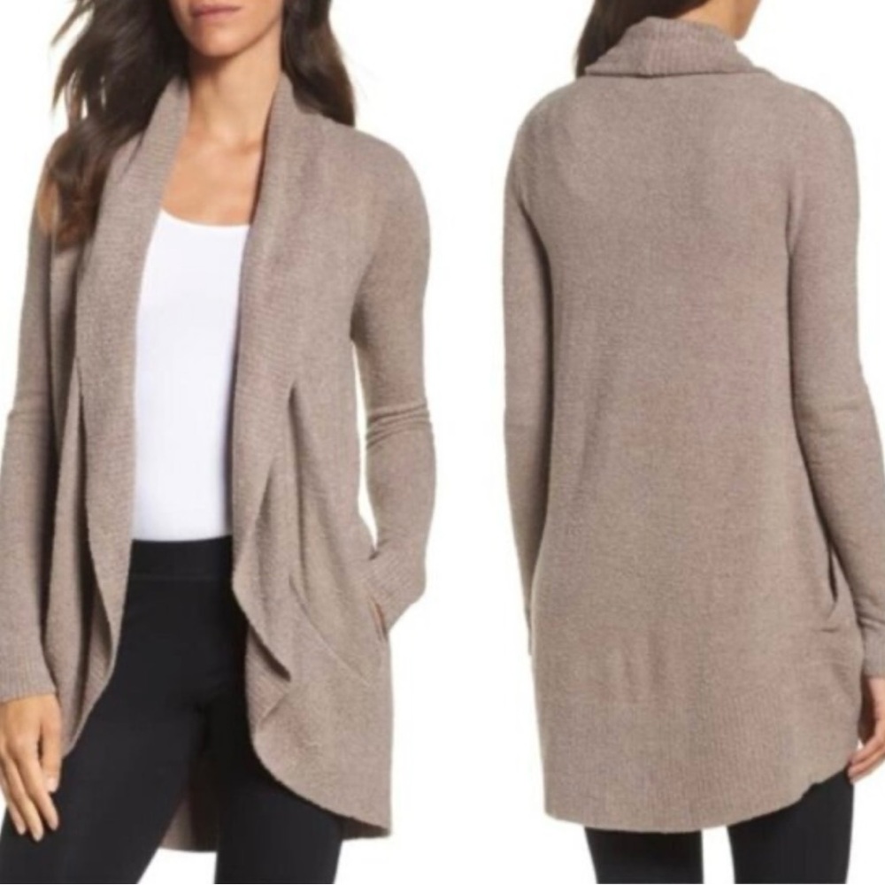 BAREFOOT DREAMS CozyChic Lite Circle Cardigan Sweater in Mink Brown Size XS/S